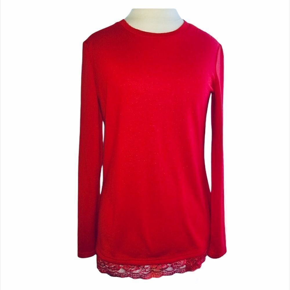 Citrus | Red LaceβHem Sweater